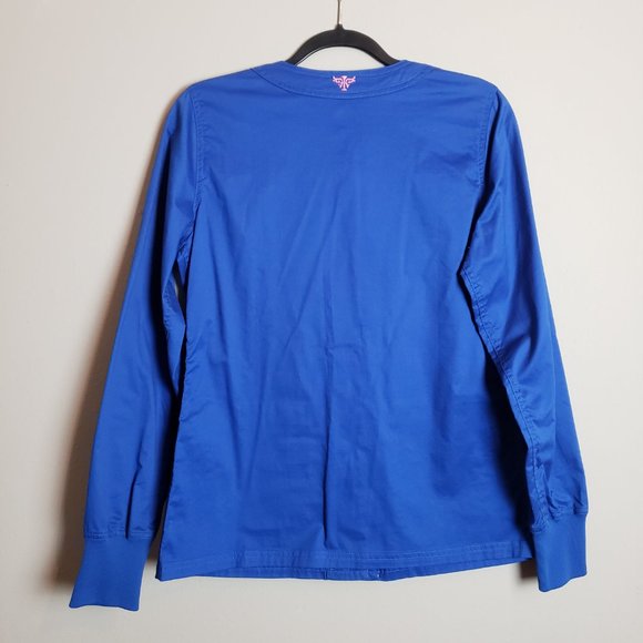Med Couture Royal Blue Button Down Scrub Jacket Coat XS - Picture 8 of 10